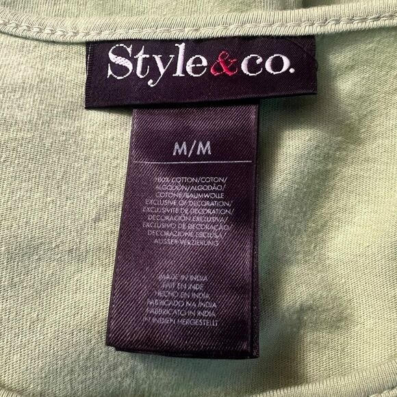 3 for $30! Style & Co green embellished short sleeve - Picture 3 of 6